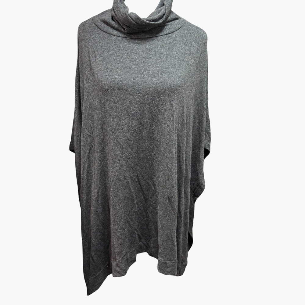 Lou Grey Cowl Neck Poncho  Charcoal Heather Grey XS Relaxed Oversized